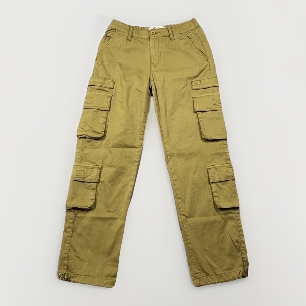 Lovegen Cargo Pants Womens 5/28 Green Khaki Multi Pocket‎ Utility Stretch
